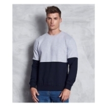 Colour Block Sweater JH038 -Heather Grey / New French Navy  model
