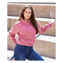 Womans Cropped Zipp Sweater JH007 Dusty Rose - Model