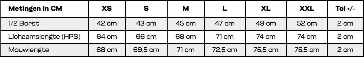 Maattabel Active Recycled Baselayer JC232