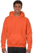 oranje gildan hoodie van 50% katoen 50% polyester. Leverbaar vanaf maat S t/m 2XL.