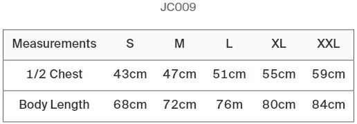 Maattabel Cool Vest JC009