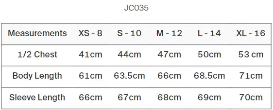 Maattabel Womans Cool Flex Zip Top JC035