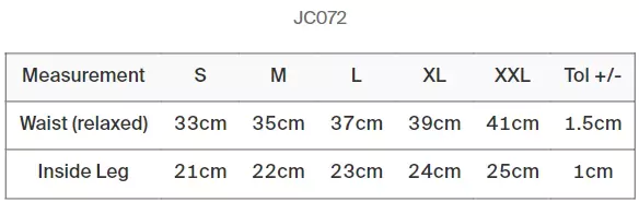 Maattabel Mens Cool Jog Short JC072