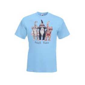 katten prints bedrukt op een t-shirt van 100% katoen.