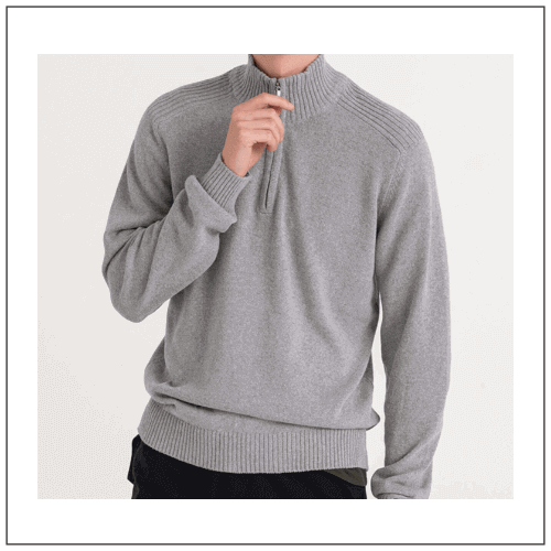 Wakhan 1/4 zip Sustainable Sweater EA061 model. Wakhan 1/4 zip Sustainable Sweater EA061 model.