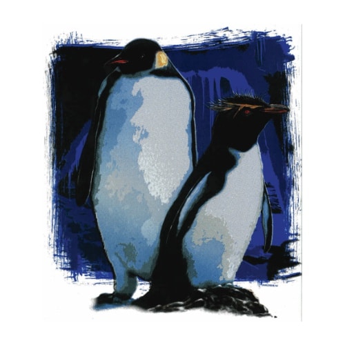 2 Pinguins bedrukt op een t-shirt