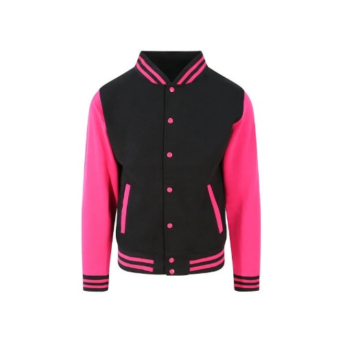 AWDis Varsity jacket JH043 Jet black-Hot pink