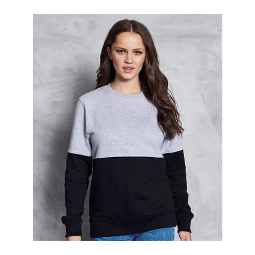 Clolour Block Sweater JH038 Heather Grey / Deep Black