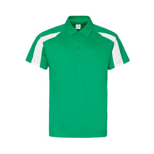 Contrast Cool Polo JC043 - Kelly Green - Arctic White