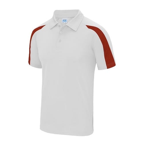 Dri-Fit contrast heren polo shirt JC043 Arctic-white Fire-red
