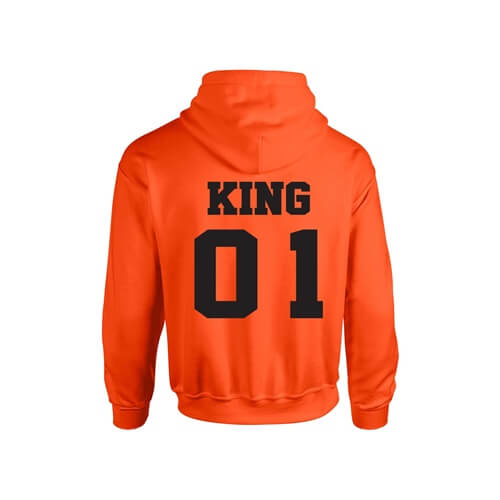 Gildan hoodie oranje King zwart achterkant