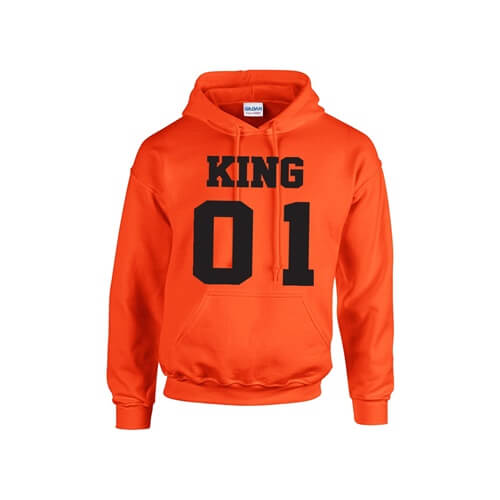 Oranje hoodie King zwart voorkant