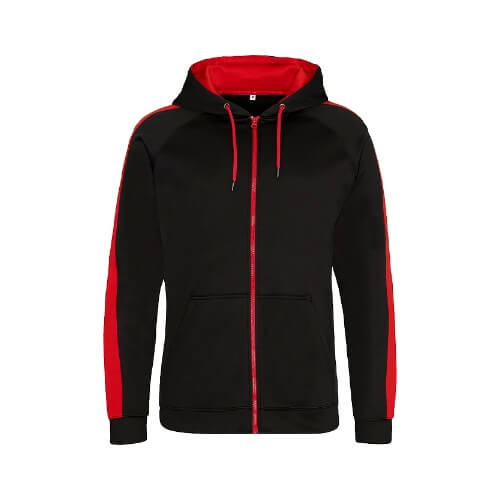 Sports Polyester Zoodie JH066 - Jet black Fire red