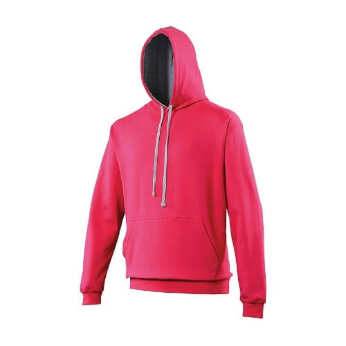 Varsity hoodie JH003 Hot-pink Heather-grey