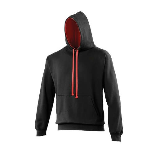 Varsity hoodie JH003 Jet-black Fire-red