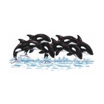 7 dolfijnen bedrukt op een t-shirt van 100% katoen. Leverbaar in 27 kleuren.