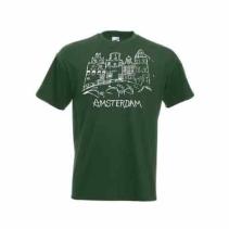 Amsterdamse grachten bedrukt op een t-shirt van 100% katoen.