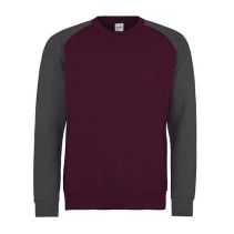 Baseball Sweater JH033 Burgundy-Charcoal
