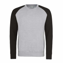 AWDis Baseball Sweater JH033 Heather-grey Jet-black