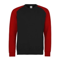 College Sweater JH033 Jet-black Fire-red
