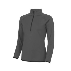 Woman's Cool 1/2 Zip Sweat JC036 - Charcoal Jet black.
