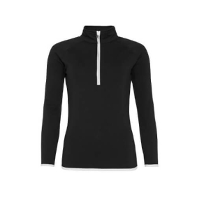 Woman's Cool 1/2 Zip Sweat JC036 - Jet black Arctic white.