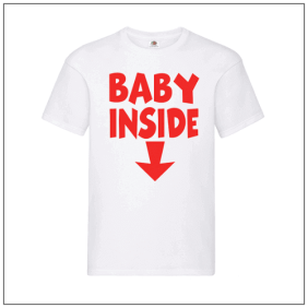 Baby Inside bedrukt op een wit t-shirt van bbshirts