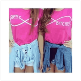 Best Bitches bedrukt op een t-shirt met een ronde hals en korte mouwen van 100% katoen.