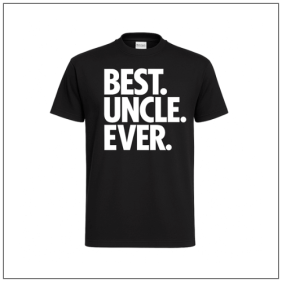 Best Uncle Ever op zwart t-shirt met witte print