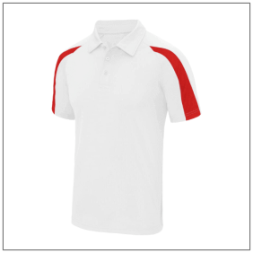 Contrast Cool heren poloshirt JC043 - Arctic white Fire red.