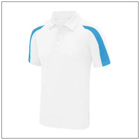 Dri-Fit contrast heren poloshirt JC043 Arctic-white Sapphire-blue.
