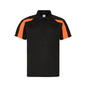 Contrast Cool Polo JC043 - Jet Black - Electric Orange