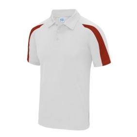 Contrast Cool heren poloshirt JC043 - Arctic white Fire red.
