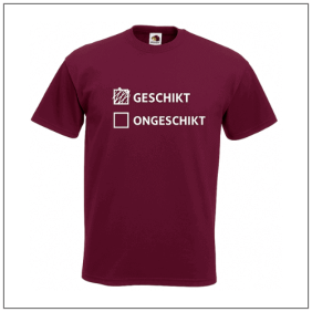 geschikt ongeschikt bedrukt op een t-shirt