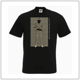 Gevangen bedrukt op een zwart t-shirt