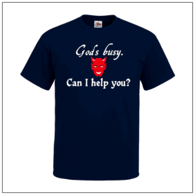 God is busy can i help you bedrukt op een t-shirt