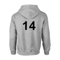 Grijze hoodie bedrukt met nummer 14