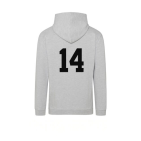 Grijze hoodie bedrukt met rugnummer 14