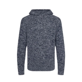 Iguazu Sustainable Knitted Hoodie EA080 Navy-Heather grey.