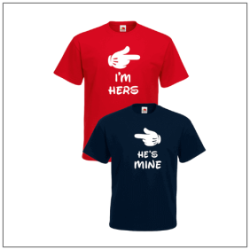 Im hers Shes mine bedrukt op t-shirts
