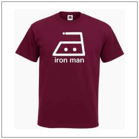 Iron Man bedrukt op een t-shirt