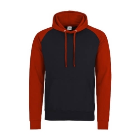 Baseball Hoodie JH009 Jet black-Fire red