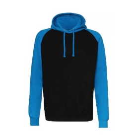 Baseball Hoodie JH009 Jet black - Sapphire blue