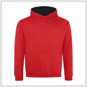 Kids Varsity Hoodie JH003J Fire Red - Jet Black