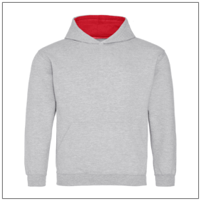 Kids Varsity Hoodie JH003J Heather Grey - Fire red
