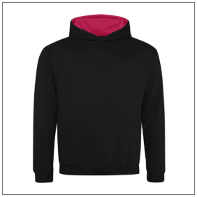 Kids Varsity hoodie JH003J Jet black - Hot pink