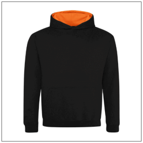 Kids VArsity hoodie JH003J Je black - Orange crush