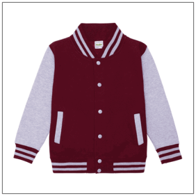 AWDis Kids Varsity Jacket JH043J | BBshirts Kleuren Burgundy-Heather grey