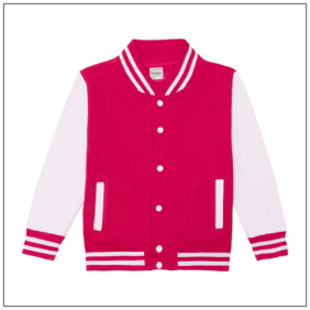 AWDis Kids Varsity Jacket JH043J | BBshirts Kleuren Hot pink-white