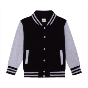 AWDis Kids Varsity Jacket JH043J | BBshirts Kleuren Jet black-heather grey